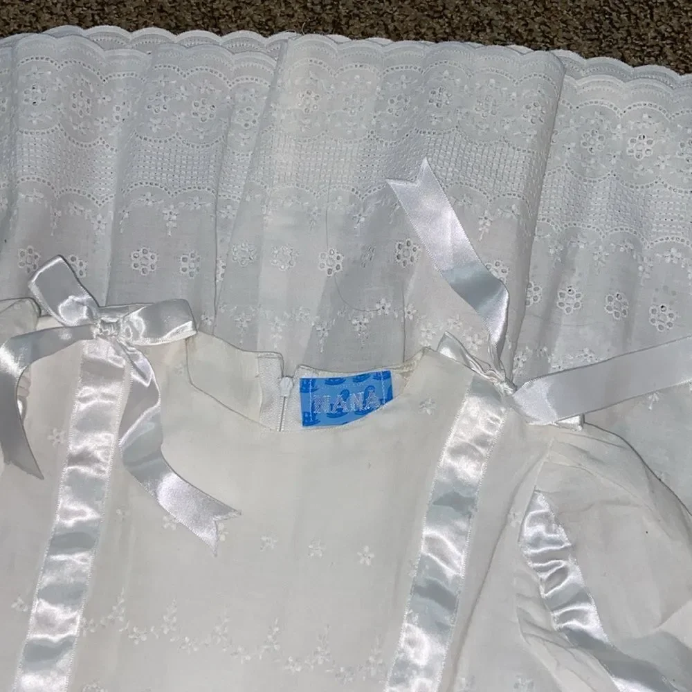 VINTAGE MADE WITH LOVE BY NANA WHITE GIRL DRESS SIZE 6/8 Approximate No Tag